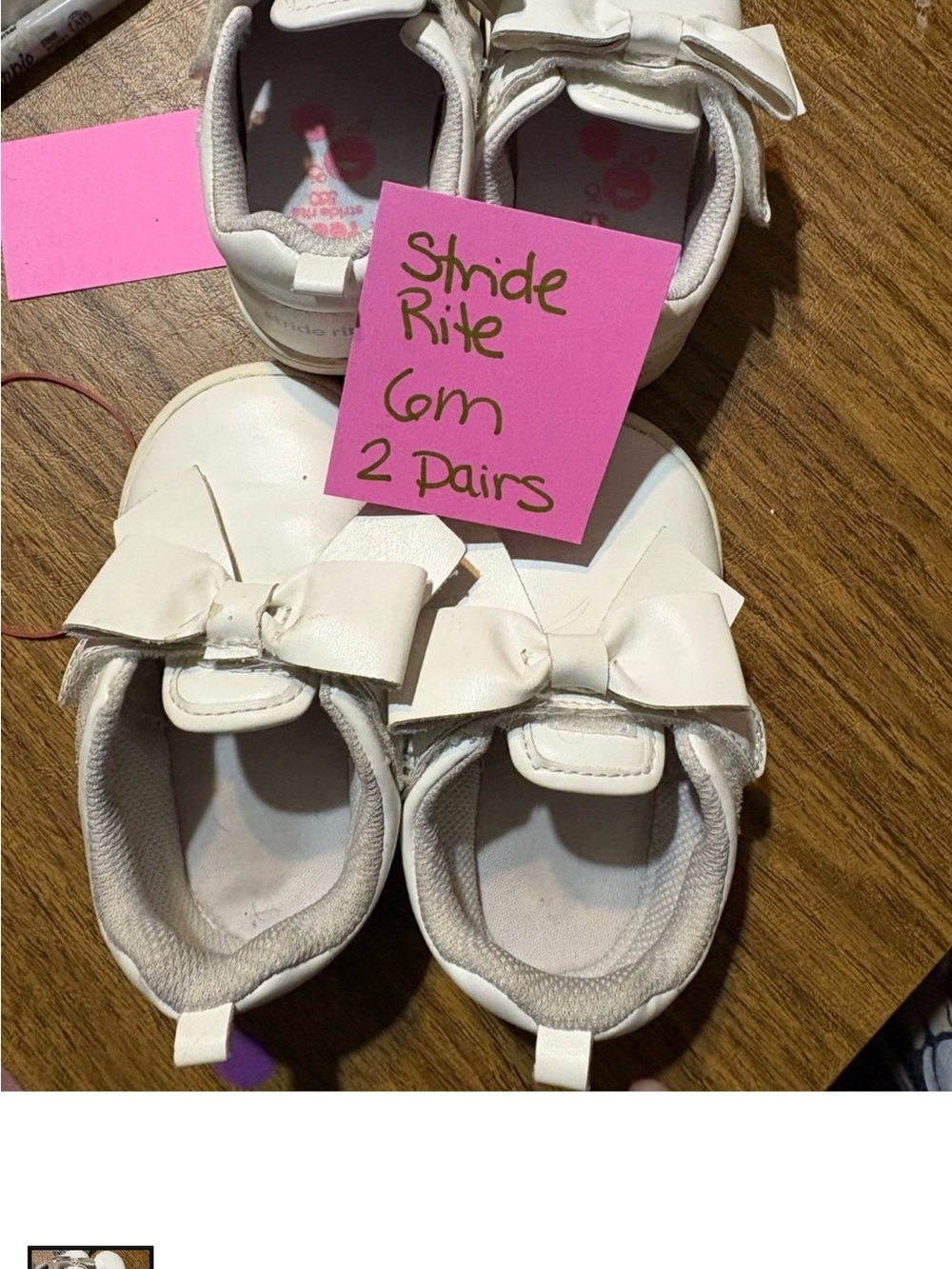 ONE PAIR Stride Rite White Bow Toddler Shoes - ONE PAIR